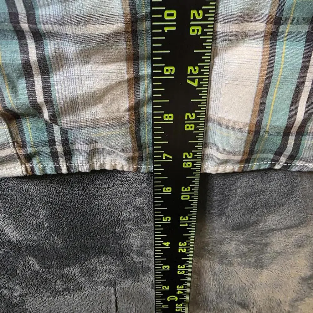 The North Face Mens L Button Up Short Sleeve Shirt Plaid